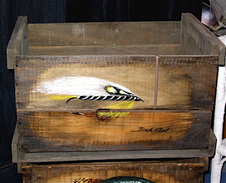 Antique Crate With Fishing Fly 