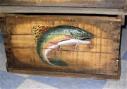 Antique Crate With Jumping Trout 