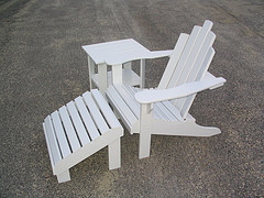 Painted Adirondack chair and ottoman